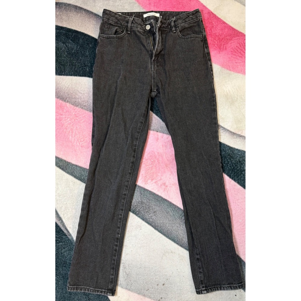 PacSun Women Washed Black High Waisted Mom Jeans Size 25 Denim Tapered Leg